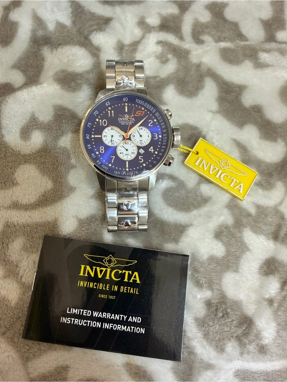 Invicta S1 Rally 23080 Chronograph Blue Dial Steel Mens Quartz Watch FULL SET